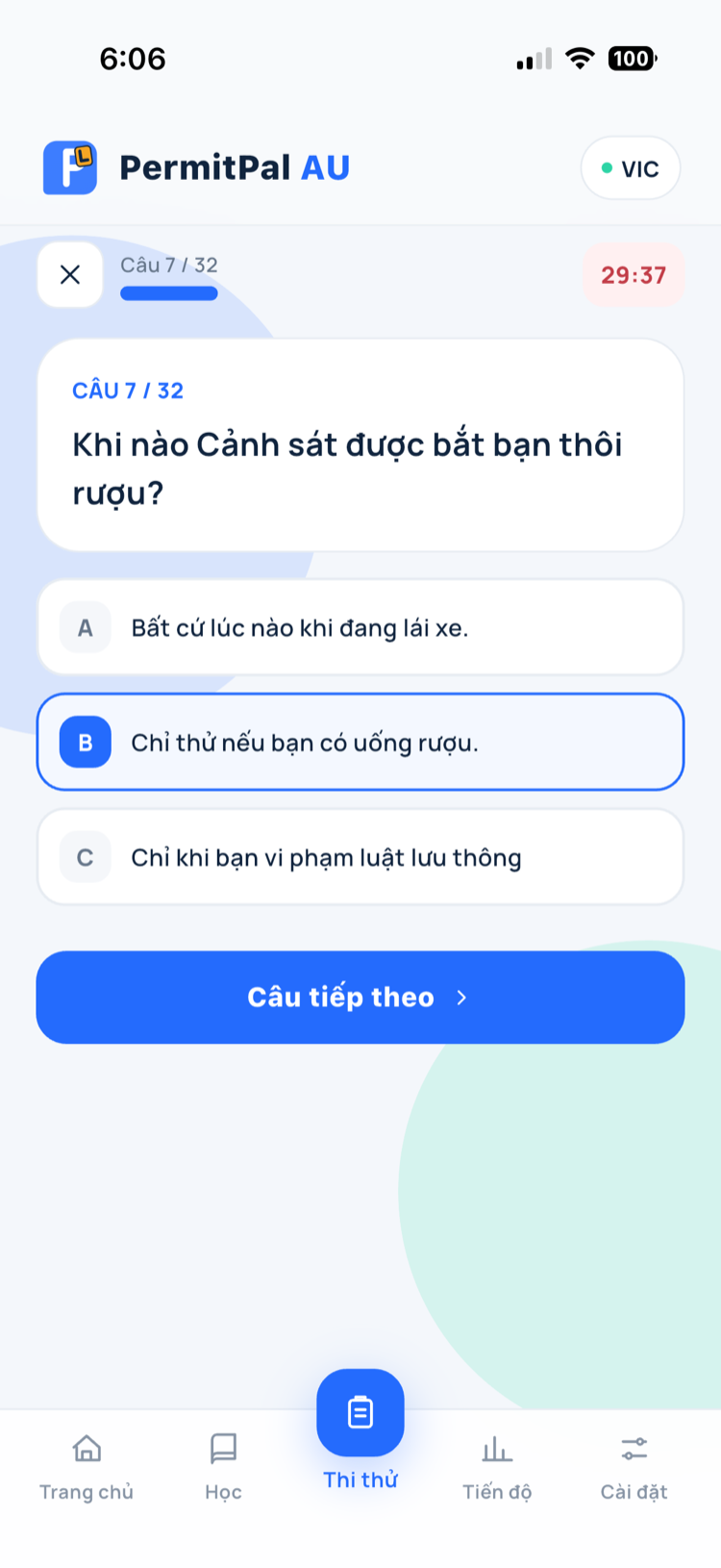 Làm bài thi thử có tính giờ