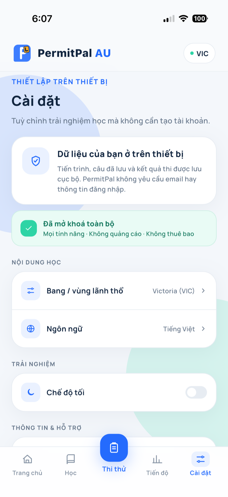 Cài đặt và quyền riêng tư